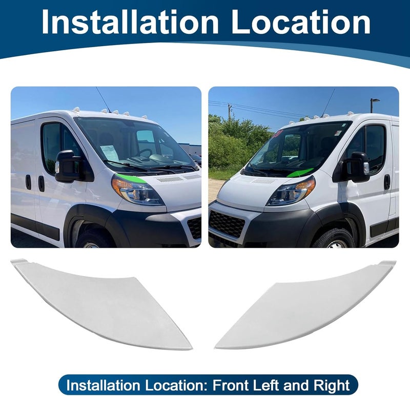 Copgge Pair Headlight Bezel Headlight Filler Upper Panel Plastic Trim Molding Gray Driver Passenger Side Fits for Ram Promaster 1500 2500 3500 Cargo Van 2014 2015 2016 2017 2018 2019 2020 2021 2022 - Image 2